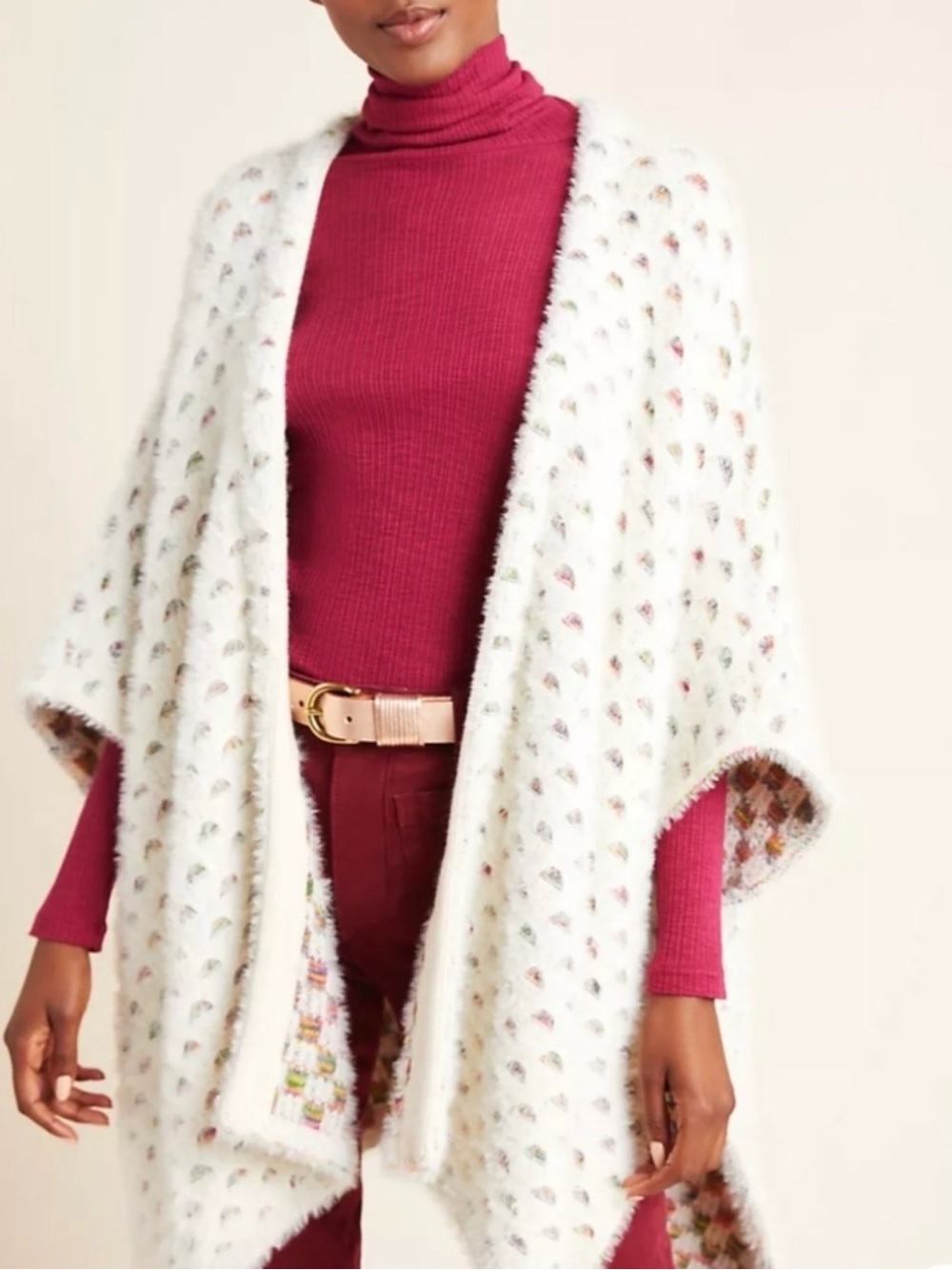 Anthropologie Akemi + Kin Aurora Eyelash Wrap Kimono Open Cardigan